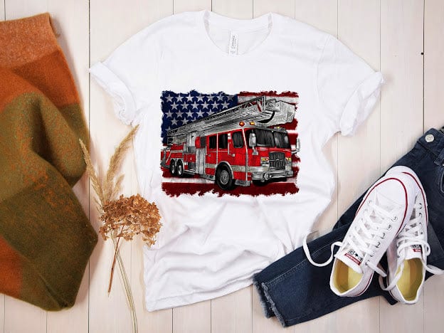 Customs By KC All Products S / Short-Sleeve Shirt American Fire Truck