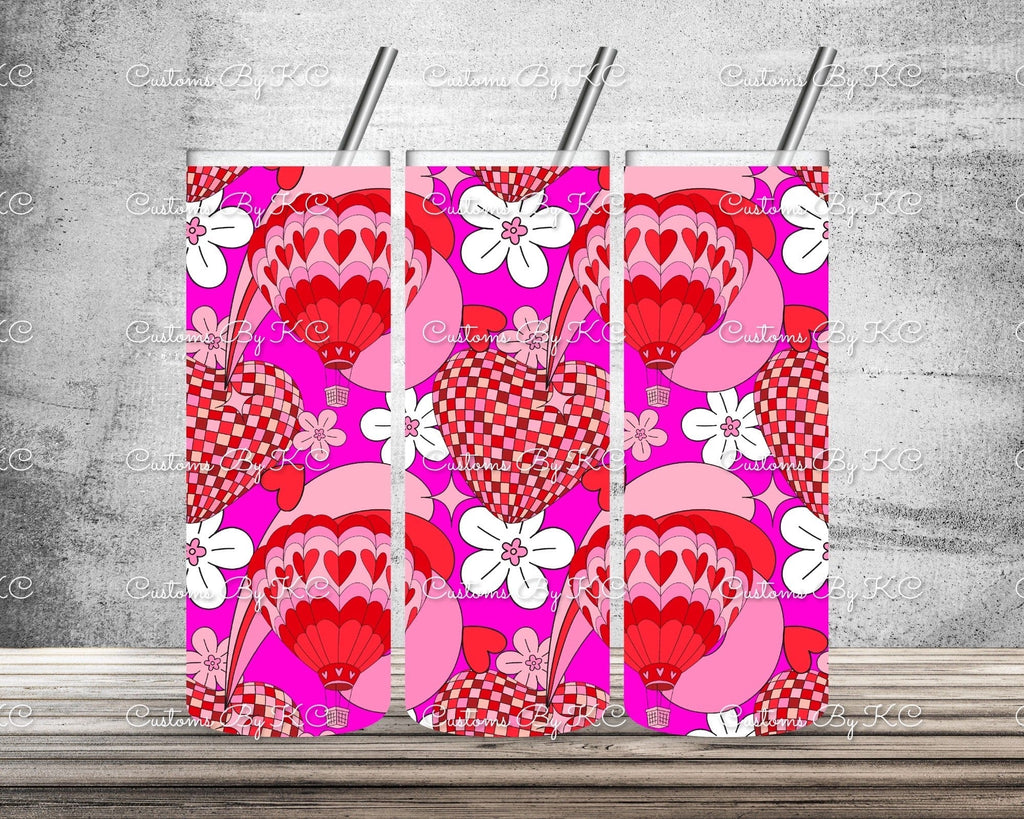 Customs By KC Dark Pink heart hot air balloon