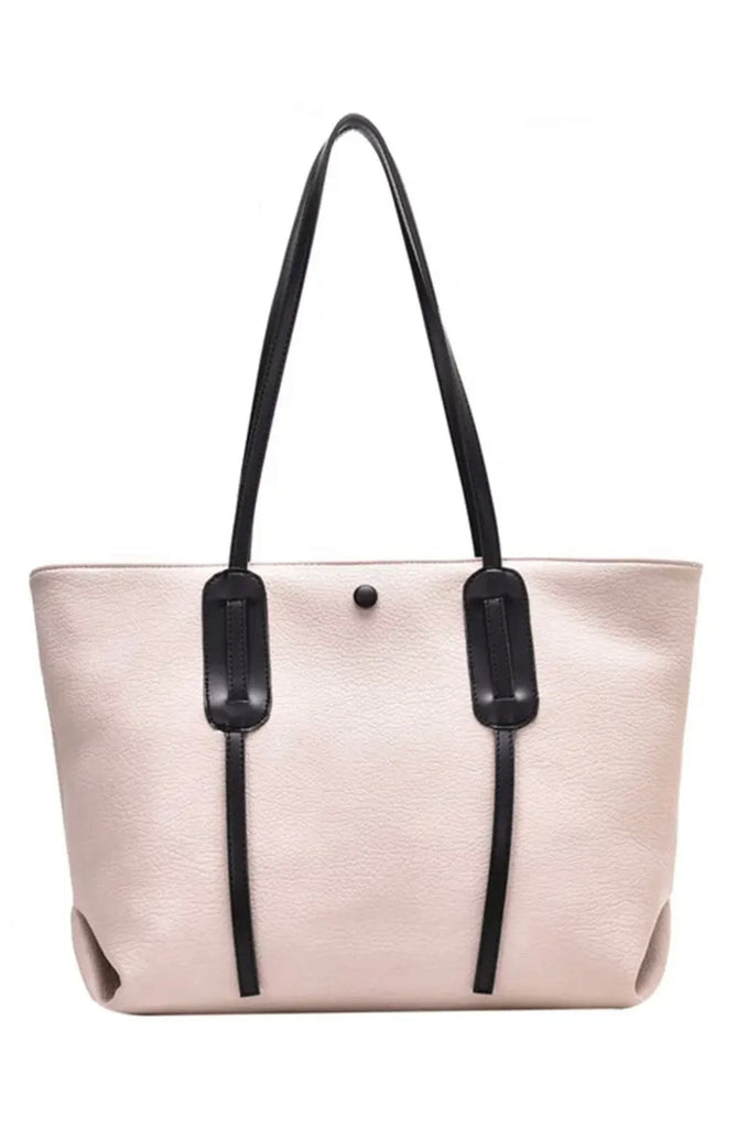 Customs By KC Faux Leather Strap Solid Shoulder Tote - White