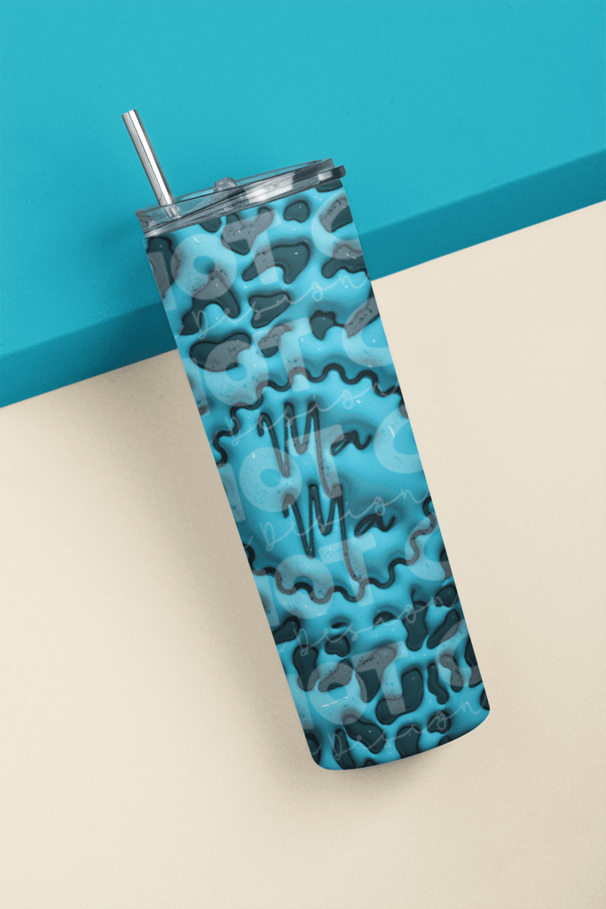 Customs By KC Tumbler Blue Leopard Mama Tumbler