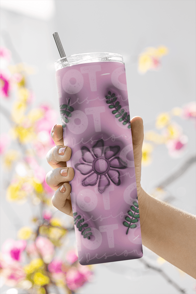 Customs By KC Tumbler 3d Purple Flower Tumbler