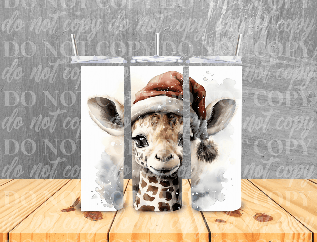 Customs By KC Tumbler Christmas Giraffe