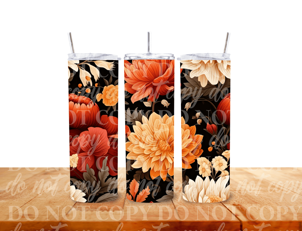 Customs By KC Tumbler Fall Flowers 2