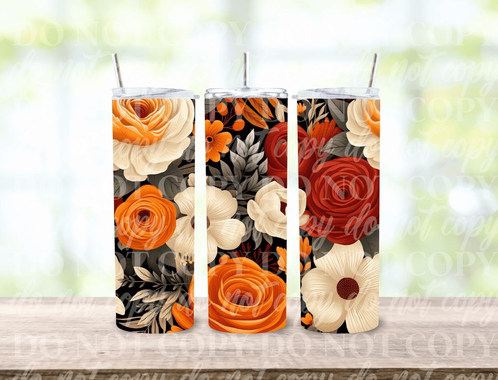 Customs By KC Tumbler Fall Flowers