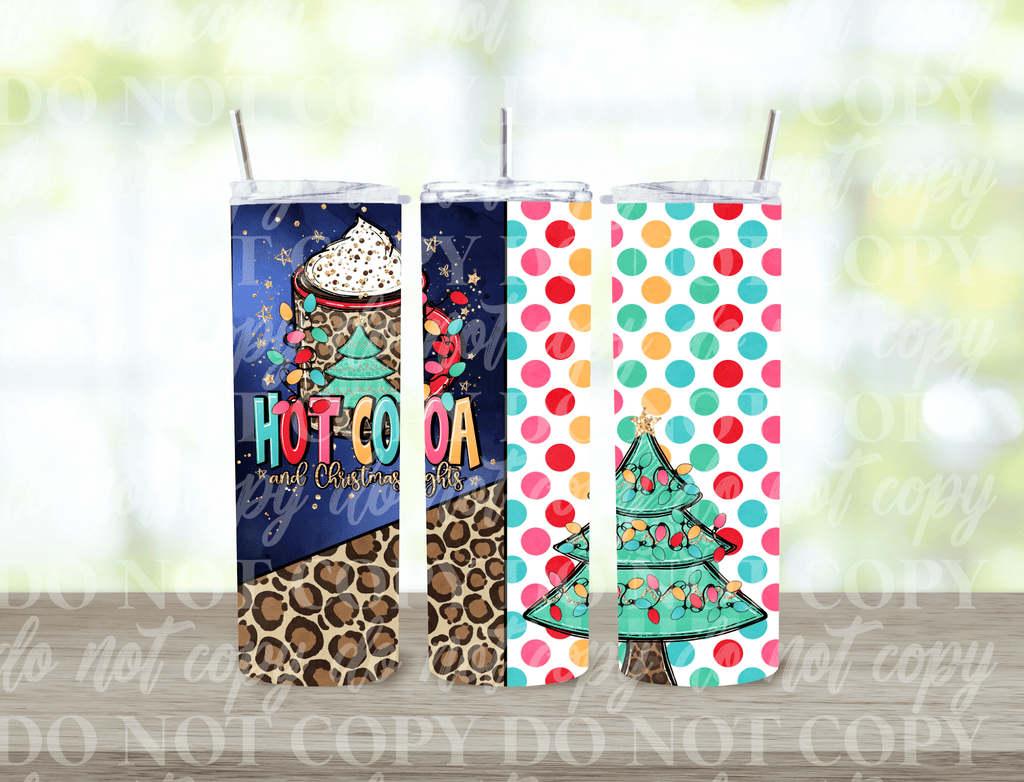 Customs By KC Tumbler Hot Cocoa And Christmas Lights Tumbler