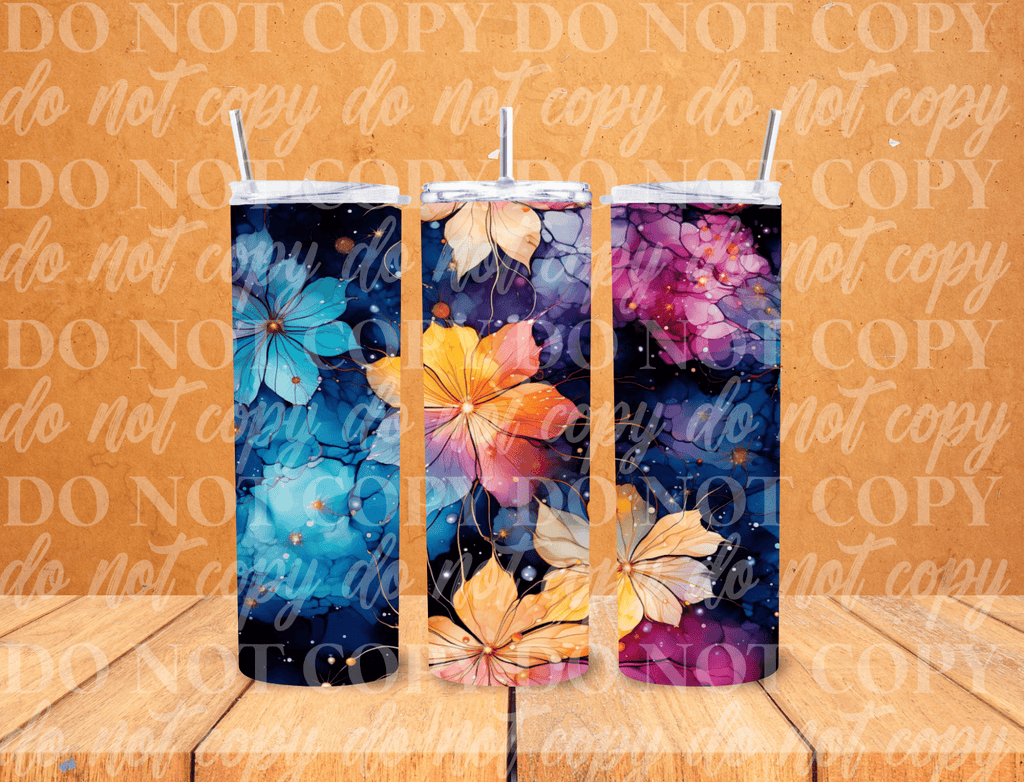 Customs By KC Tumbler Neon Flowers