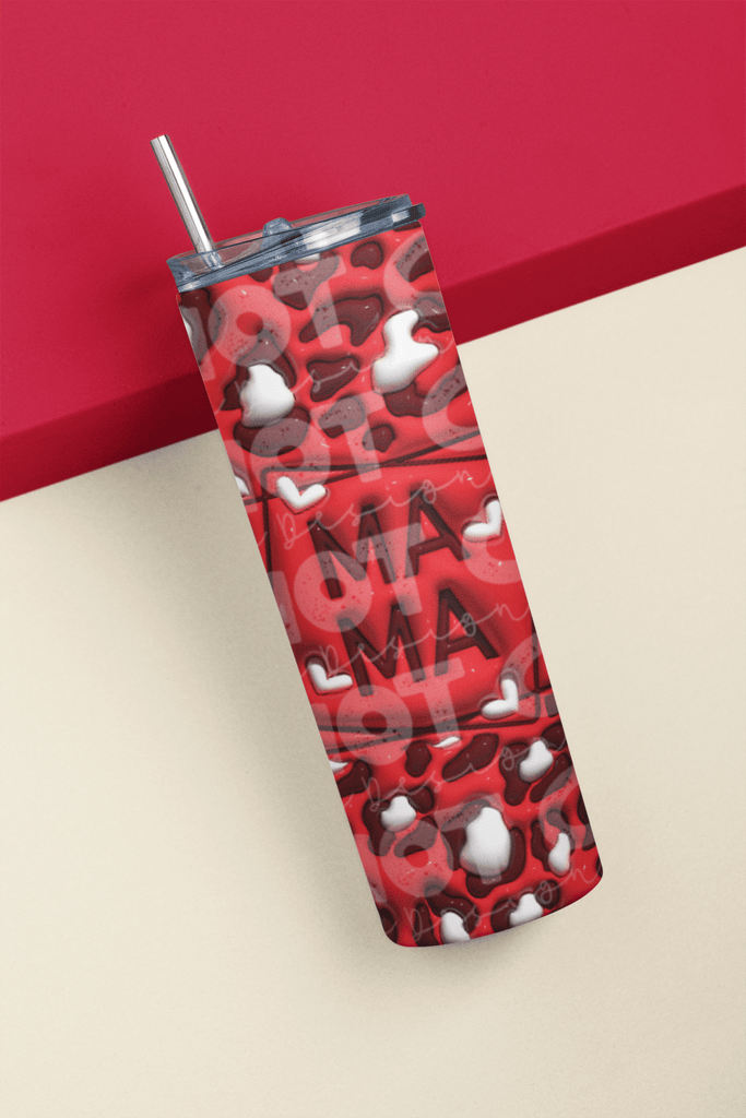 Customs By KC Tumbler Red Leopard Mama Tumbler